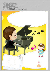 卡通 艺术 素材 琴行/琴行艺术卡通钢琴DM宣传单PSD素材